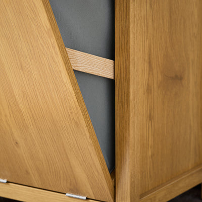 SoBuy BZR96-SN Armoire à Linge avec Sac à Linge, Meuble Bas de Salle de Bain, Coffre à Linge avec 1 Panier à Linge