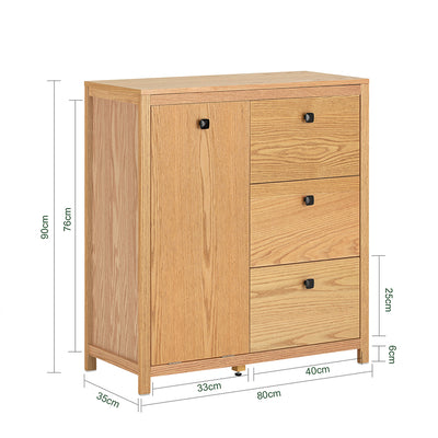 SoBuy BZR97-N Armoire à Linge avec Sac à Linge, Meuble Bas, Commode, Armoire Toilette avec 3 Tiroirs et 1 Panier à Linge