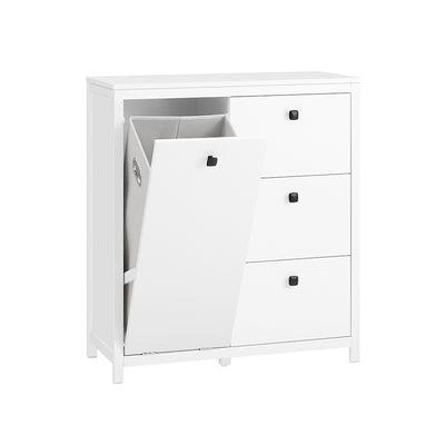 SoBuy BZR97-W Armoire à Linge avec Sac à Linge, Meuble Bas de Salle de Bain Armoire Toilette