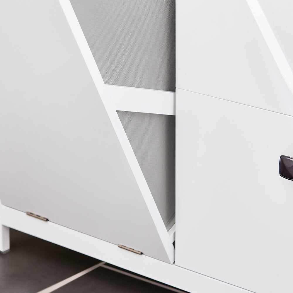 SoBuy BZR97-W Armoire à Linge avec Sac à Linge, Meuble Bas de Salle de Bain Armoire Toilette