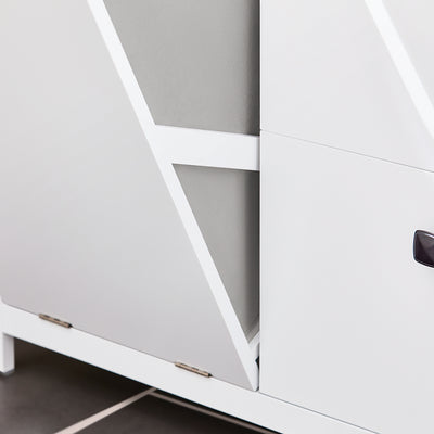 SoBuy BZR97-W Armoire à Linge avec Sac à Linge, Meuble Bas de Salle de Bain Armoire Toilette