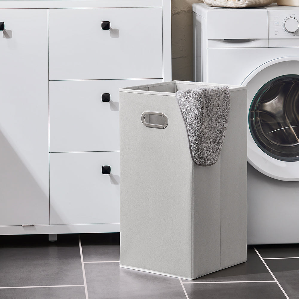 SoBuy BZR97-W Armoire à Linge avec Sac à Linge, Meuble Bas de Salle de Bain Armoire Toilette