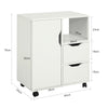 SoBuy FBT105-W Dulap imprimantă pe roți, corp mobil de birou cu 2 sertare, 1 compartiment deschis și 1 dulap de birou cu rafturi, cărucior detașabil pentru dosare, alb 60×35×70 cm