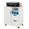SoBuy FBT105-W Dulap imprimantă pe roți, corp mobil de birou cu 2 sertare, 1 compartiment deschis și 1 dulap de birou cu rafturi, cărucior detașabil pentru dosare, alb 60×35×70 cm