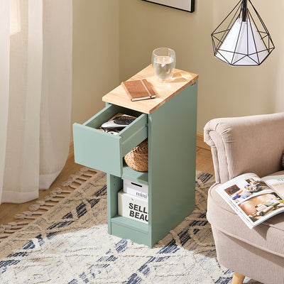 SoBuy FBT111-GR Table de Chevet Ultra-Fine avec Tiroir et Étagère – L20×P35×H60 cm, Charge max. 20 kg, MDF/PB E1, Vert