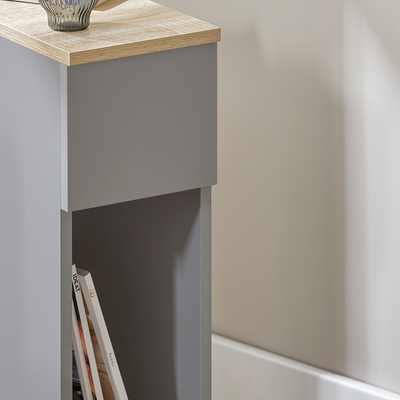 SoBuy FBT111-HGx2 Lot de 2 Tables de Chevet avec Tiroir, Gain de Place, pour Salon et Chambre, Rangement Optimisé, Design Fonctionnel – L20×P35×H60 cm, Gris