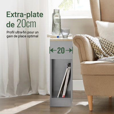 SoBuy FBT111-HGx2 Lot de 2 Tables de Chevet avec Tiroir, Gain de Place, pour Salon et Chambre, Rangement Optimisé, Design Fonctionnel – L20×P35×H60 cm, Gris