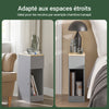 SoBuy FBT111-HGx2 Table de Chevet Étroite Lot de 2 Table d'Appoint Fine avec Tiroir et Étagère Table de Nuit Bout de Canapé Chevet de Lit Rangement pour Salon Gris L 20 x P 35 x H 60 cm