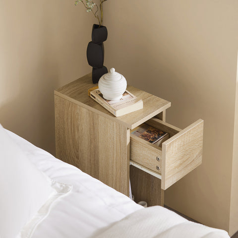 SoBuy Noptieră cu sertar pentru pat de primăvară 20x60x35 cm, FBT111-N natural