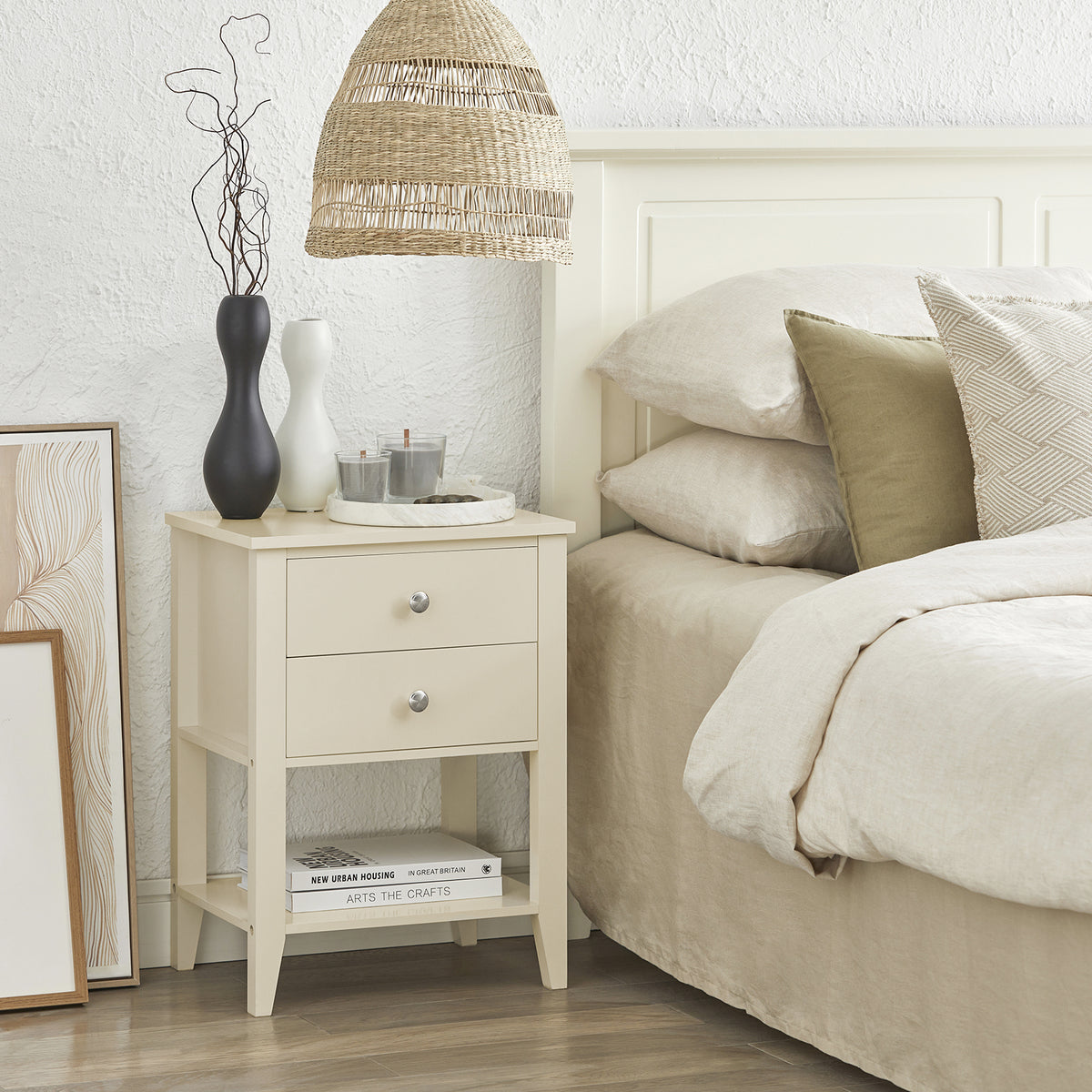SoBuy FBT114-MI Table de Chevet Table de Nuit Bout de Canapé Table d'Appoint Table Téléphone Table de Café Table de Lit Table Basse Beige