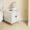 SoBuy FBT115-E-W Noptieră cu Funcție de Încărcare, Noptieră cu 2 Prize, USB și Type-C, Masă Laterală pentru Dormitor și Living, Alb, L40 x P40 x H47 cm