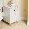 SoBuy FBT115-L-E-W Noptieră cu Funcție de Încărcare, Noptieră cu 2 Prize, USB și Type-C, Masă Laterală pentru Dormitor și Sufragerie, Alb, L40 x l40 x H63,5 cm