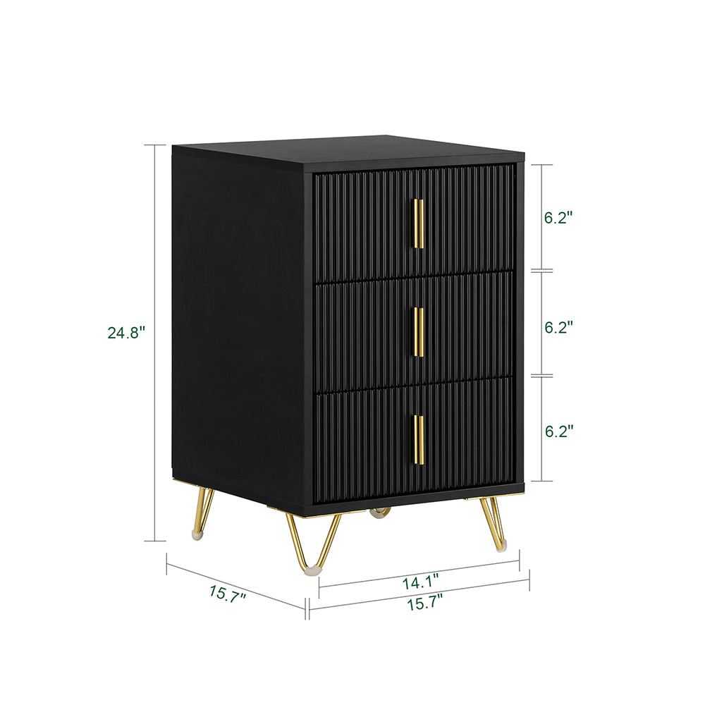 SoBuy FBT115-L-SCH Table de Chevet avec 3 Tiroirs Table de Nuit Bout de Canapé Table d'appoint