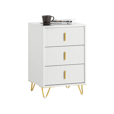 SoBuy FBT115-L-W Table de Chevet - Table de Nuit avec 3 tiroirs, Table d'appoint pour Chambre à Coucher - Meuble de Rangement