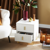 SoBuy FBT115-W Noptieră - Noptieră cu 2 Sertare, Măsuță Laterală pentru Dormitor - Mobilier de Depozitare Modern, Alb L40 x P40 x H47 cm