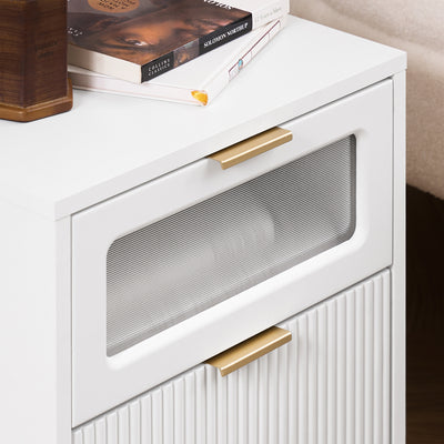 SoBuy FBT123-W Noptieră cu 2 Sertare, Masuță Laterală, Masuță de Cafea