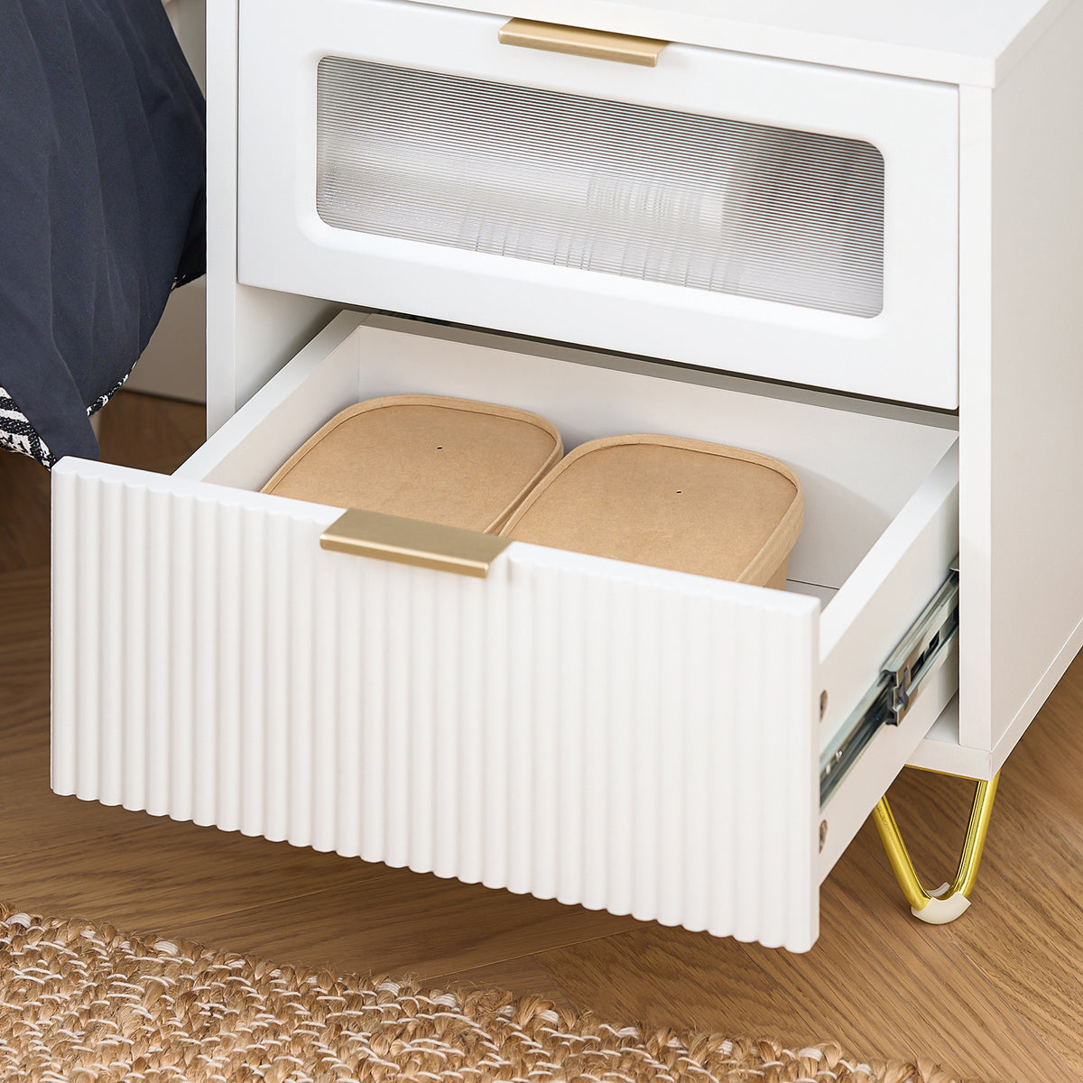 SoBuy FBT123-W Noptieră cu 2 Sertare, Masuță Laterală, Masuță de Cafea