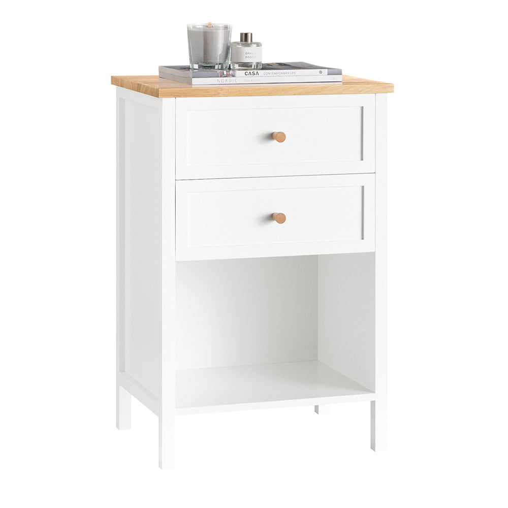 SoBuy FBT126-WN Table de Chevet avec 2 Tiroirs, Table de Nuit, Bout de Canapé, Meuble d'Appoint, Table Téléphone, de Café pou