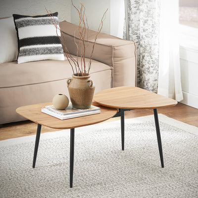 SoBuy FBT127-N Table Basse Table de Salon, Meuble de Salon Design, Structure en métal avec 2 Plateaux