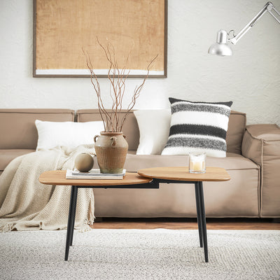SoBuy FBT127-N Table Basse Table de Salon, Meuble de Salon Design, Structure en métal avec 2 Plateaux