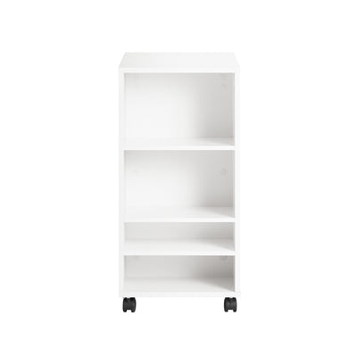 SoBuy FBT129-W Suport Mobil cu 2 Sertare, pentru Imprimantă, Birou Mobil cu Roți, cu Rafturi Deschise pentru Documente Format A4