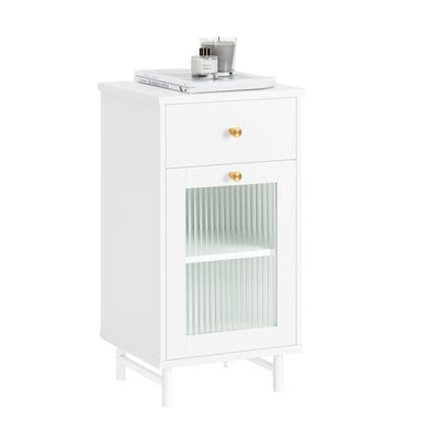 SoBuy FBT133-W Table de chevet Table de Nuit Bout de canapé Table d'appoint Table Téléphone Table de Lit 1 Tiroir et 1 Porte