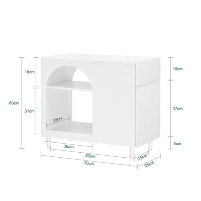 SoBuy FBT135-W Table d’Appoint, Bout de Canapé de Salon, Table à Café, Caisson de Bureau avec 1 Tiroir 1 Porte et Compartiments