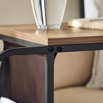 SoBuy FBT140-PF Măsuță de cafea laterală în formă de C, Masă de ceai, Mobilier de living vintage, Structură metalică