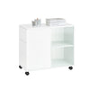 SoBuy FBT141-W Măsuță de capăt, Măsuță laterală pe roți, Măsuță de cafea, Măsuță de cafea cu 3 sertare, pentru Sufragerie, Birou, Dormitor