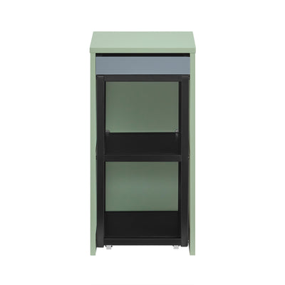 SoBuy FBT145-GR Măsuță laterală pe roți, măsuță suprapusă, măsuță de noptieră îngustă, noptieră, 1 blat și 2 rafturi