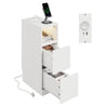 SoBuy FBT149-E-WG Table de Chevet Étroite 20cm avec Chargeur USB & Type-C + Lampe LED Magnétique – Blanc Effet Bois