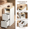 SoBuy FBT149-WN Noptieră Îngustă, Masă Laterală Subțire cu 2 Sertare și Raft, Organizator de Noptieră pentru Dormitor, Living, Alb, L 20 x A 35 x H 60 cm
