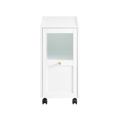 SoBuy FBT150-W Bout de Canapé sur roulettes Table de Chevet Table de Nuit Table d'Appoint avec 1 Tiroir et 2 Portes