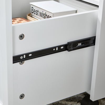 SoBuy FBT150-W Bout de Canapé sur roulettes Table de Chevet Table de Nuit Table d'Appoint avec 1 Tiroir et 2 Portes