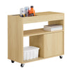 SoBuy FBT152-N Bout de Canapé sur roulettes Table d'Appoint avec 1 Plateau Semi-Fermé et 3 Compartiments avec 2 Portes coulissantes