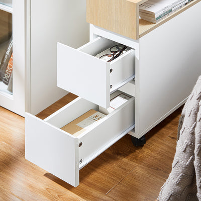 SoBuy FBT155-WN Bout de Canapé sur roulettes Table de Chevet Table de Nuit Table d'Appoint