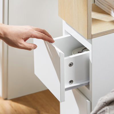 SoBuy FBT155-WN Bout de Canapé sur roulettes Table de Chevet Table de Nuit Table d'Appoint