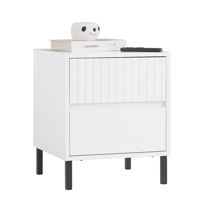 SoBuy FBT157-W Bout de Canapé Table de Chevet Table de Nuit Table d'Appoint Table Basse avec 2 Tiroirs pour Salon, Chambre ou