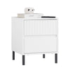 SoBuy FBT157-W Măsuță de capăt Măsuță de noptieră Măsuță auxiliară Măsuță de cafea cu 2 sertare pentru living, dormitor sau birou, picioare metalice, L40 x A40 x H48 cm, Alb