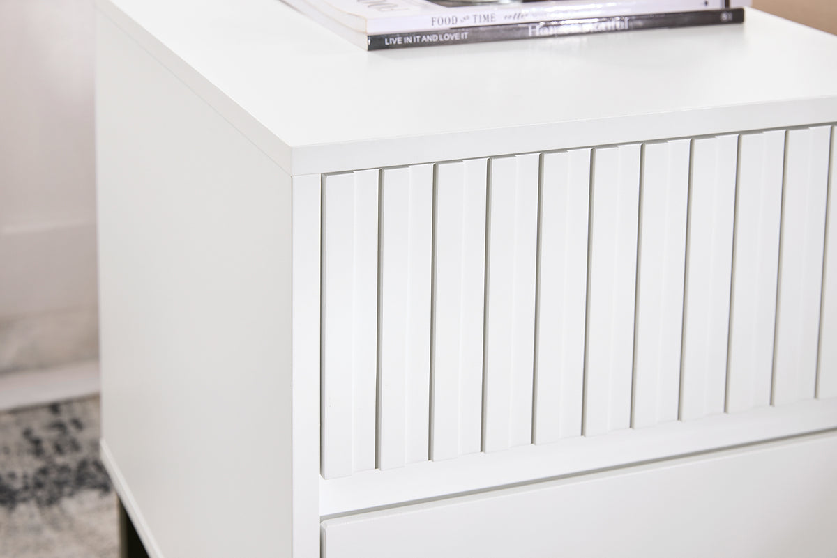 SoBuy FBT157-W Bout de Canapé Table de Chevet Table de Nuit Table d'Appoint Table Basse avec 2 Tiroirs pour Salon, Chambre ou Bureau, Pieds en Métal, L40 x P40 x H48 cm, Blanc