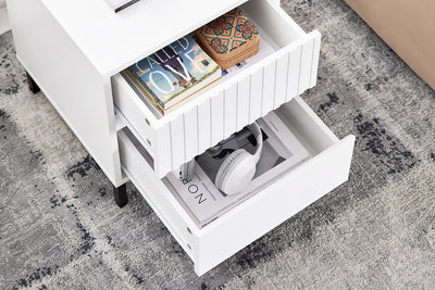 SoBuy FBT157-W Bout de Canapé Table de Chevet Table de Nuit Table d'Appoint Table Basse avec 2 Tiroirs pour Salon, Chambre ou Bureau, Pieds en Métal, L40 x P40 x H48 cm, Blanc