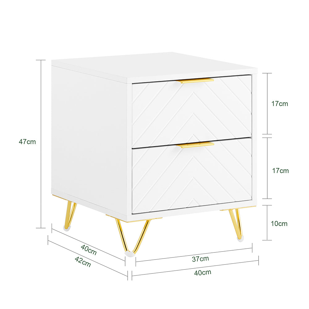 SoBuy FBT160-W Noptieră cu 2 Sertare