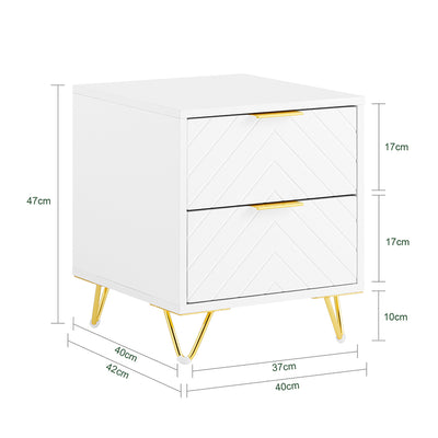 SoBuy FBT160-W Noptieră cu 2 Sertare