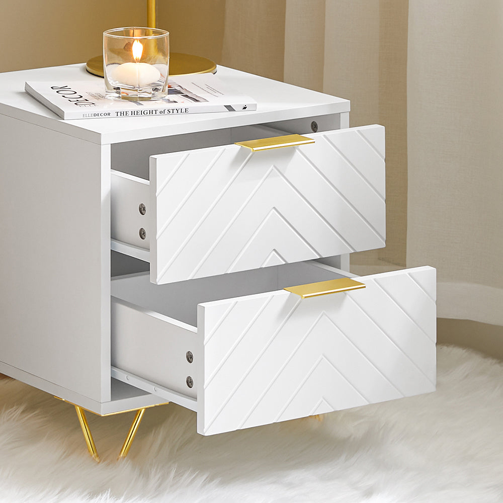 SoBuy FBT160-W Noptieră cu 2 Sertare