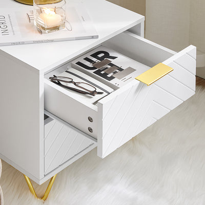 SoBuy FBT160-W Noptieră cu 2 Sertare