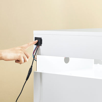SoBuy FBT167-E-W Noptieră cu 3 sertare, 2 panouri laterale acrilice și iluminare LED, 3 culori reglabile, Noptieră Modernă pentru Dormitor și Sufragerie, L41 × l40 × H52 cm, Alb