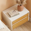 SoBuy FBT175-E-WN Table de Chevet Suspendue avec Lampe à détecteur de Mouvement Amovible et 2 tiroirs, Table de Nuit Flottante pour Chambre, Salon ou Couloir, 40x29.8x25.6cm, Blanc Naturel