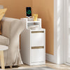 SoBuy FBT171-WN Noptieră îngustă, Masă de noapte cu sertar și raft, Mobilier de accent modern pentru dormitor și living, Alb, 20 x 35 x 60 cm