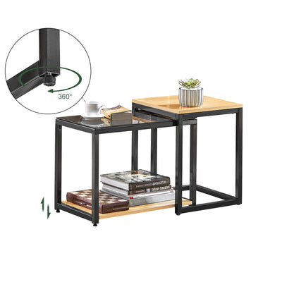 SoBuy FBT35-Sch Lot de 2 Tables Basses Gigognes Design Industriel Encastrable, Tables d’Appoint Empilable, Bouts de Canapé po