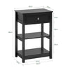 SoBuy FBT46-SCH Noptieră cu 1 Sertar și 2 Rafturi, Masă Laterală Modernă, Neagră, L45 x l30 x H68cm
